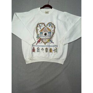 Fruit Of The Loom Clothing 1851 White Printed Round Neck Sweater Vintage RARE